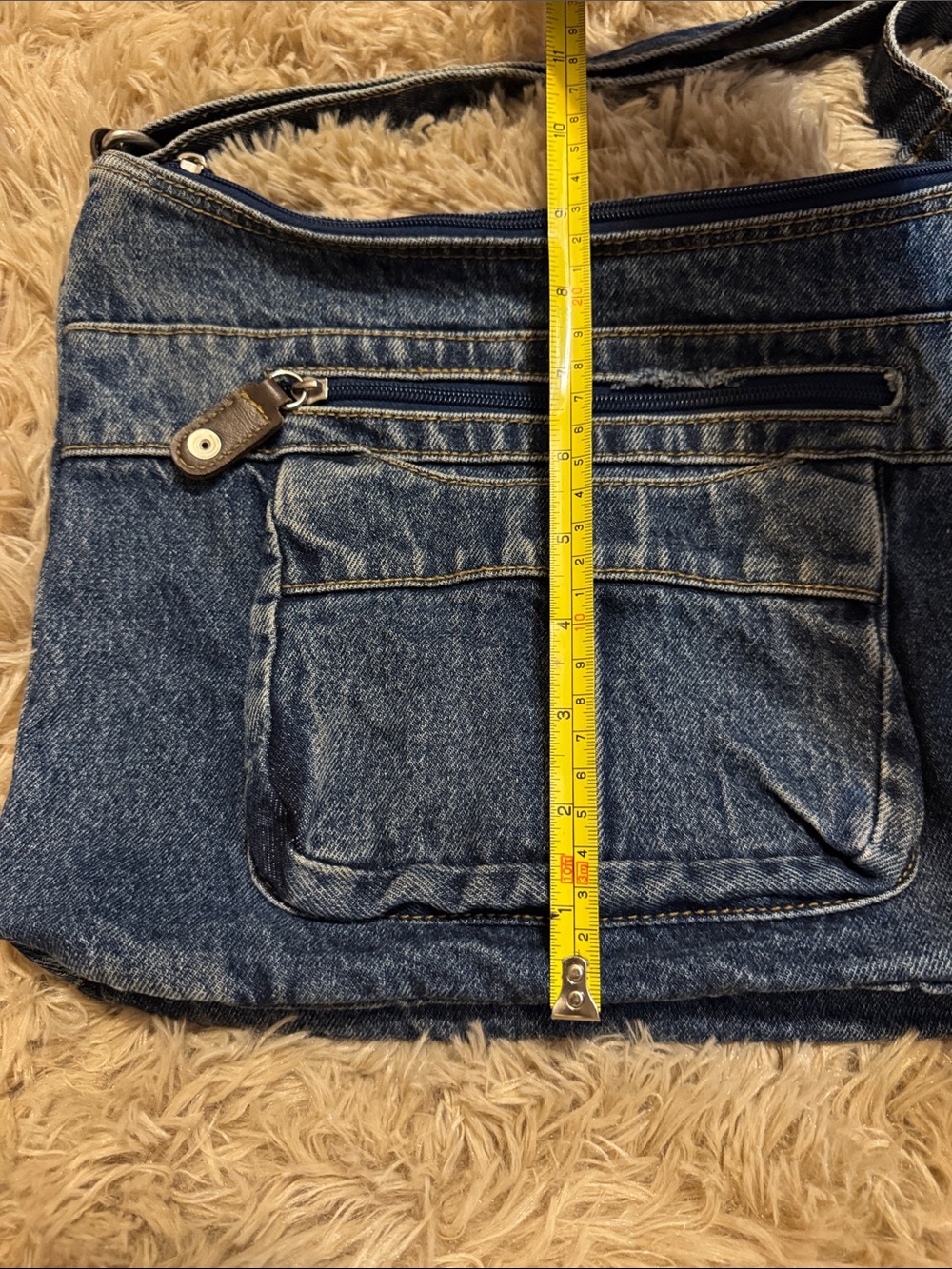 Vintage Denim Crossbody Shoulder Bag in Blue - Picture 3 of 9